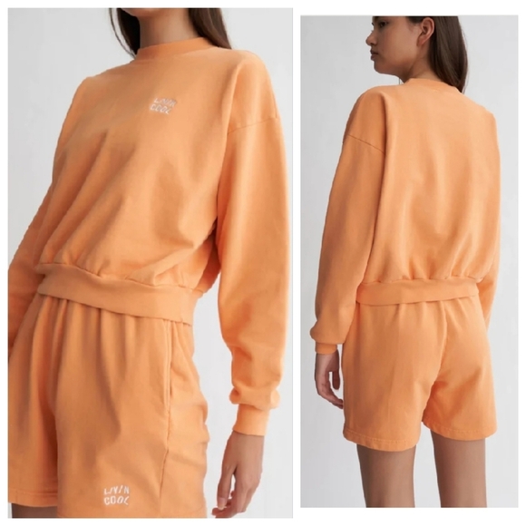 LIVINCOOL Essential Shorts (NWT) And Sweatshirt Set Orange Julius Size Small - Picture 2 of 16